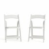 Flash Furniture HERCULES Series White Wood Folding Chair with Vinyl Padded Seat 2-XF-2901-WH-WOOD-GG